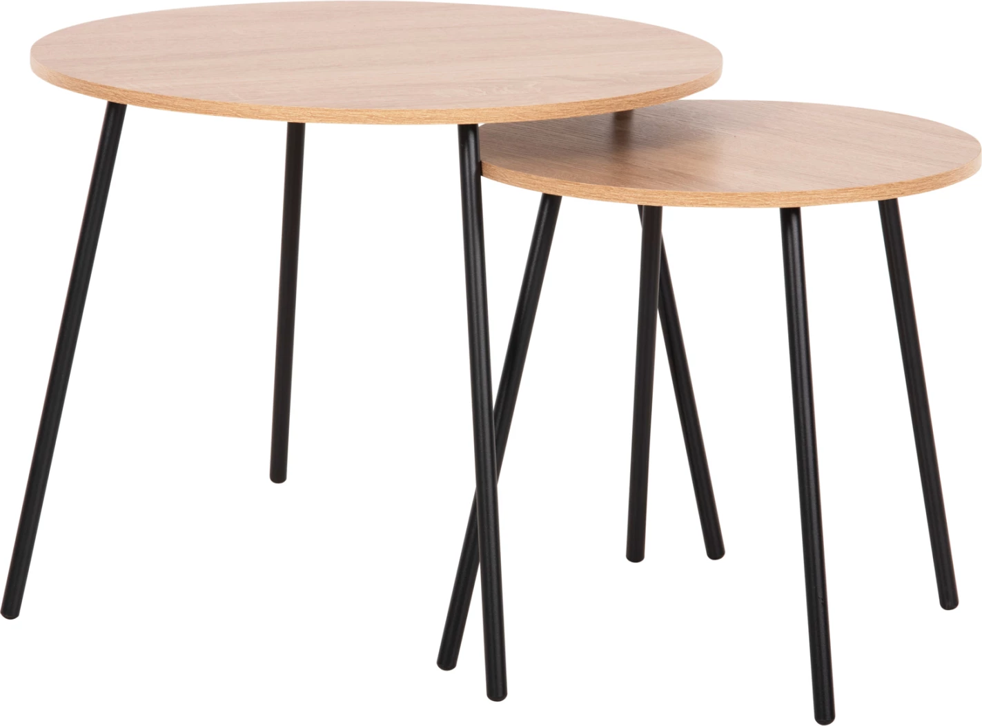 Klubske mizice 2 kosa okrogle v bakreni barvi FH9878.01 melamin v sonoma-črni kovini Φ55x45Hcm