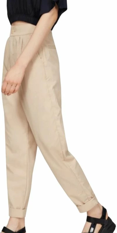 Tapered hlače s pliseji, ženske Tommy Hilfiger Tjw Shrs Pleated Tapered, krem