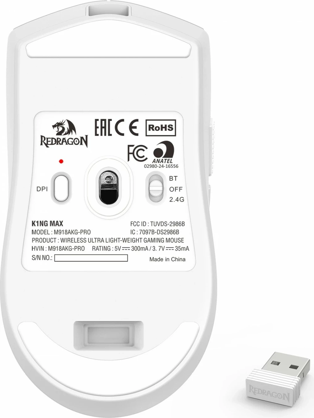 Gaming miš, Redragon M918-AKG-PRO K1NG PRO MAX 1K, bel‑črn