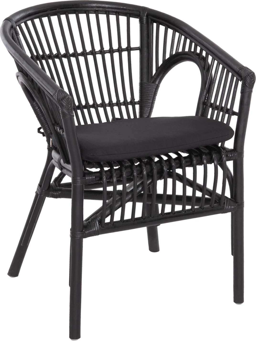 Fotelj DAMPAR FH9929.03 ratan in blazina v črni barvi 58x63x79H cm