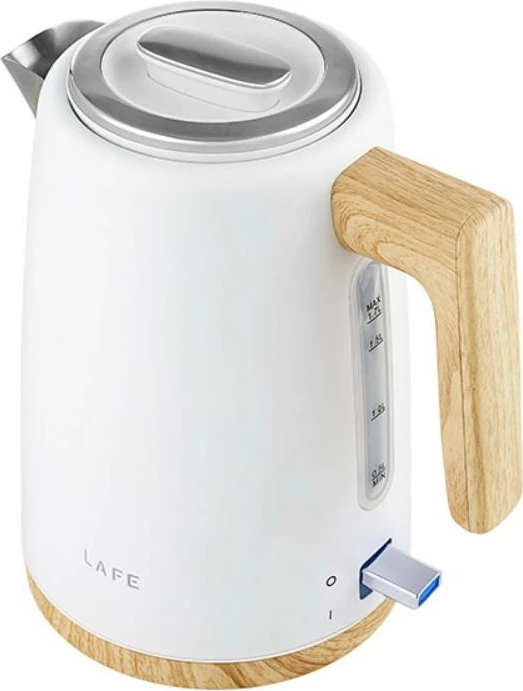 Električni čajnik 1,7 L, bel z lesenimi detajli, Lafe Scandi Pro