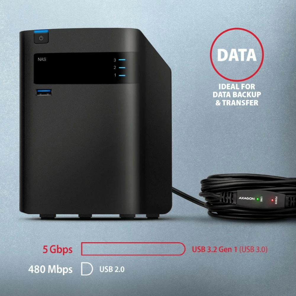Aktivni podaljšek USB 3.2 Gen 1, 10 m, črn AXAGON ADR-310 Aktivni podaljšek USB 3.2 Gen 1, 10 m, črn AXAGON ADR-310