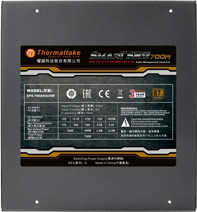 Napajalnik 700 W, modularen Thermaltake Smart SE2, črn