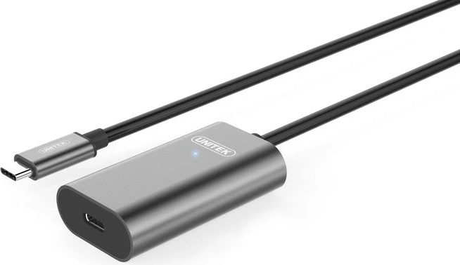 Aktivni podaljšek USB Type-C, Unitek U305A, 5 m, črn/siv