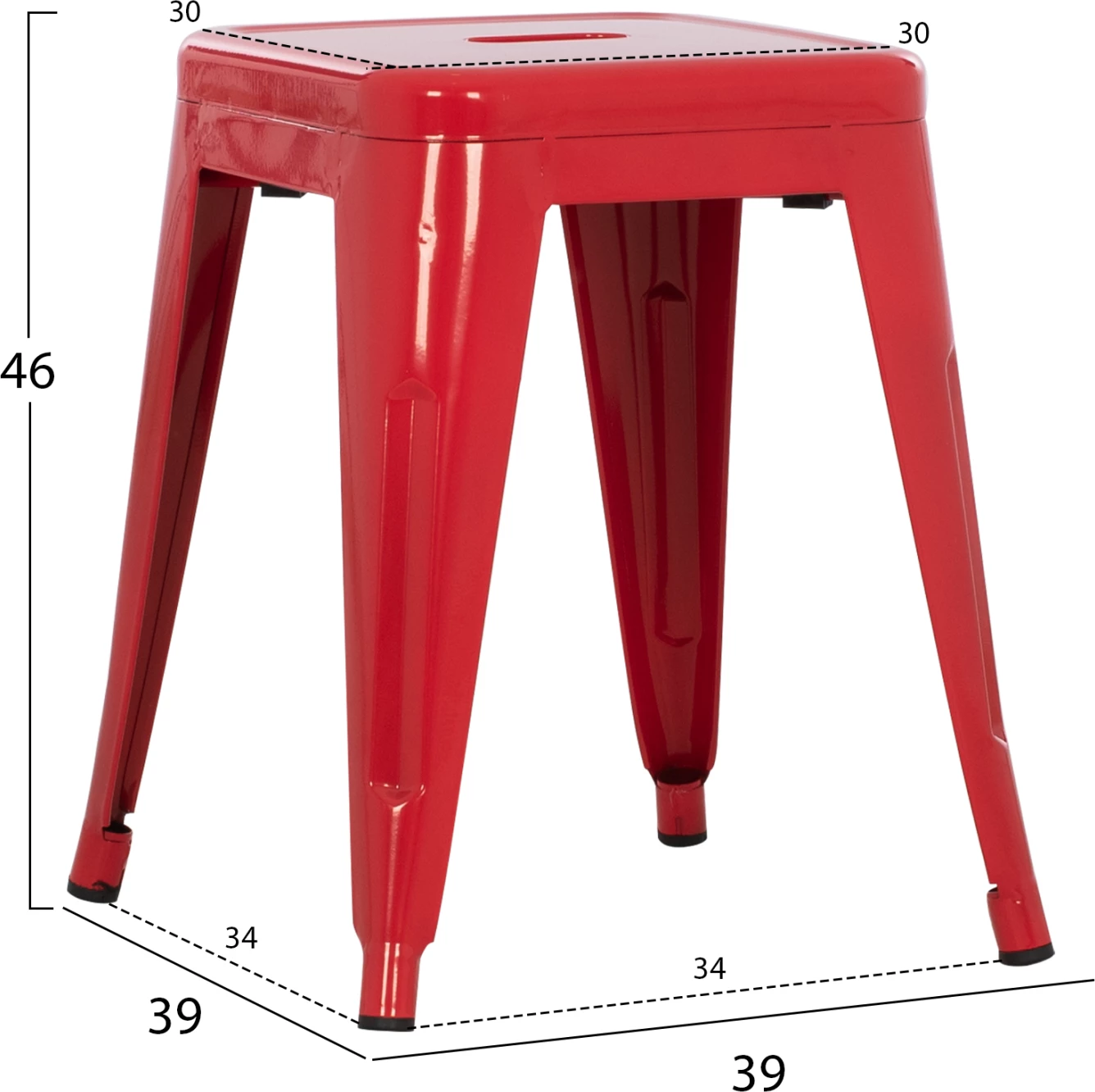 Stolček MELITA FH0096.44 kovinski v rdeči barvi 39x39x46Hcm