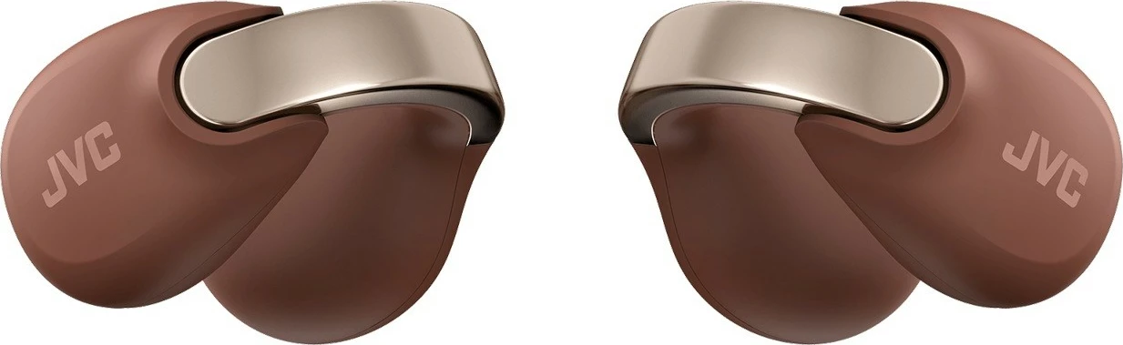 Brezžične slušalke JVC HA-NP1T, Bluetooth 5.3, 8 h/24 h, z etuijem, mikrofon, USB-C, kostanjevo rjave