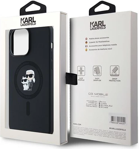Silikonski ovitek za telefon Karl & Choupette MagSafe za iPhone 14 Pro, Karl Lagerfeld, črn