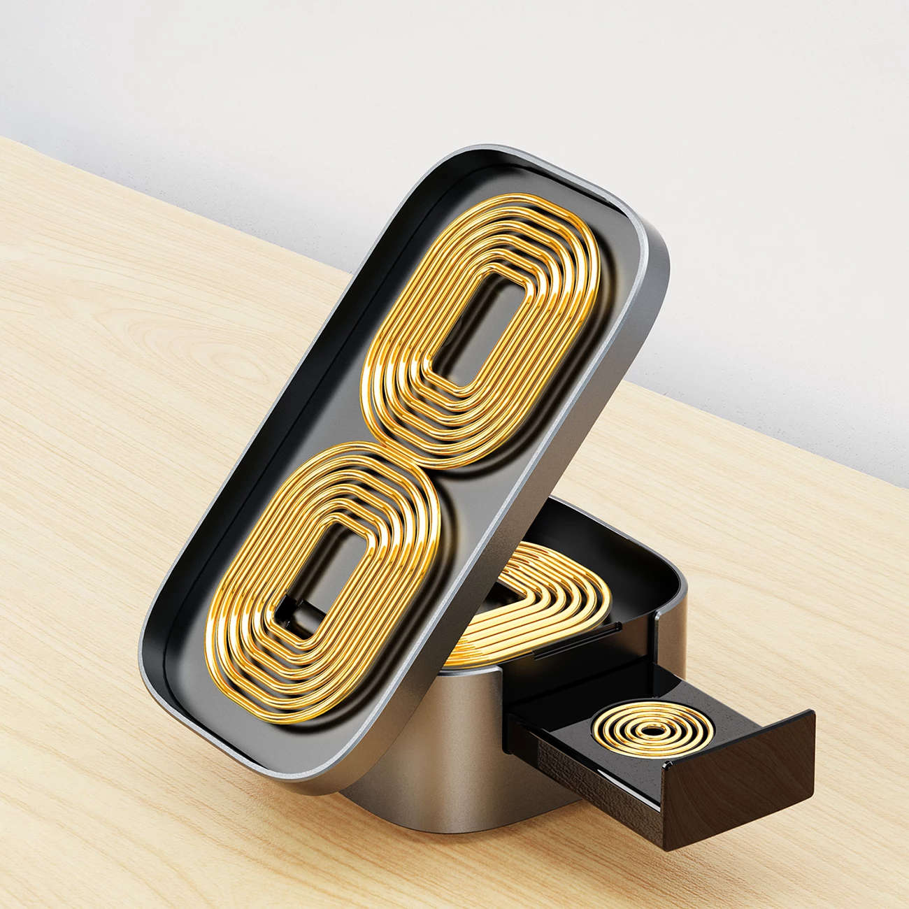 Brezžični polnilnik 3-v-1, 15 W, za telefon, pametno uro in slušalke — Dudao A11Pro+, črn