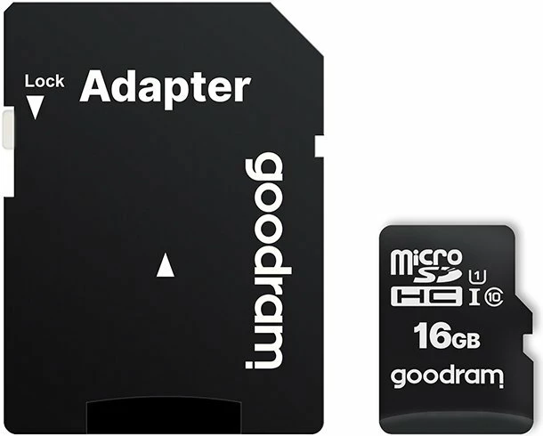 Pomnilniška kartica microSDHC 16 GB Goodram M1AA-0160R12, z adapterjem, črna