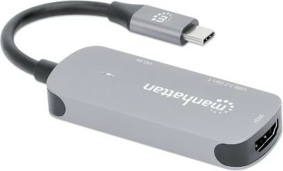 Adapter USB-C na HDMI, 3-v-1 priključna postaja MANHATTAN, siva