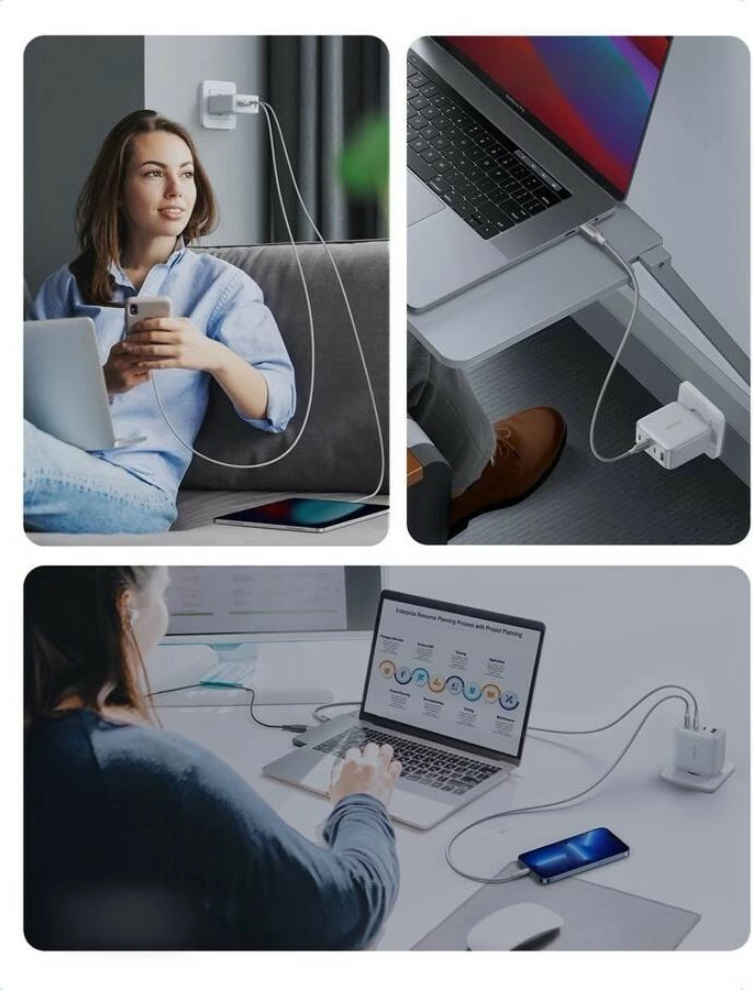 Univerzalni polnilec 100W GaN, 4 priključki USB-C/USB-A, bel — Ugreen Nexode Univerzalni polnilec 100W GaN, 4 priključki USB-C/USB-A, bel — Ugreen Nexode