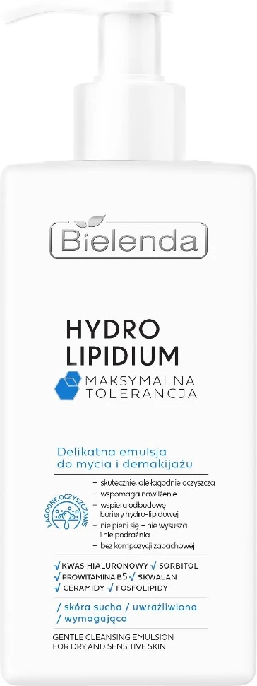 Emulzija za čiščenje obraza in odstranjevanje ličil za ženske Bielenda Hydro Lipidium 300 ml