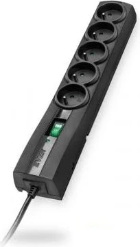 Električna razdelilna vtičnica CLASSIC 5 AC Ever, 250 V, 1,5 m, črna