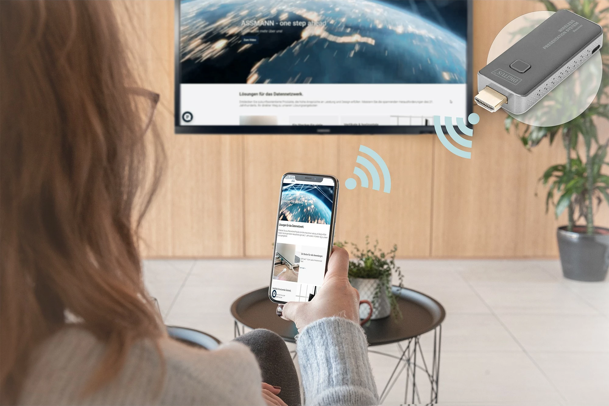 Brezžični predstavitveni sistem Click & Present Mini, Digitus, AV predajnik in sprejemnik, Full HD, črn