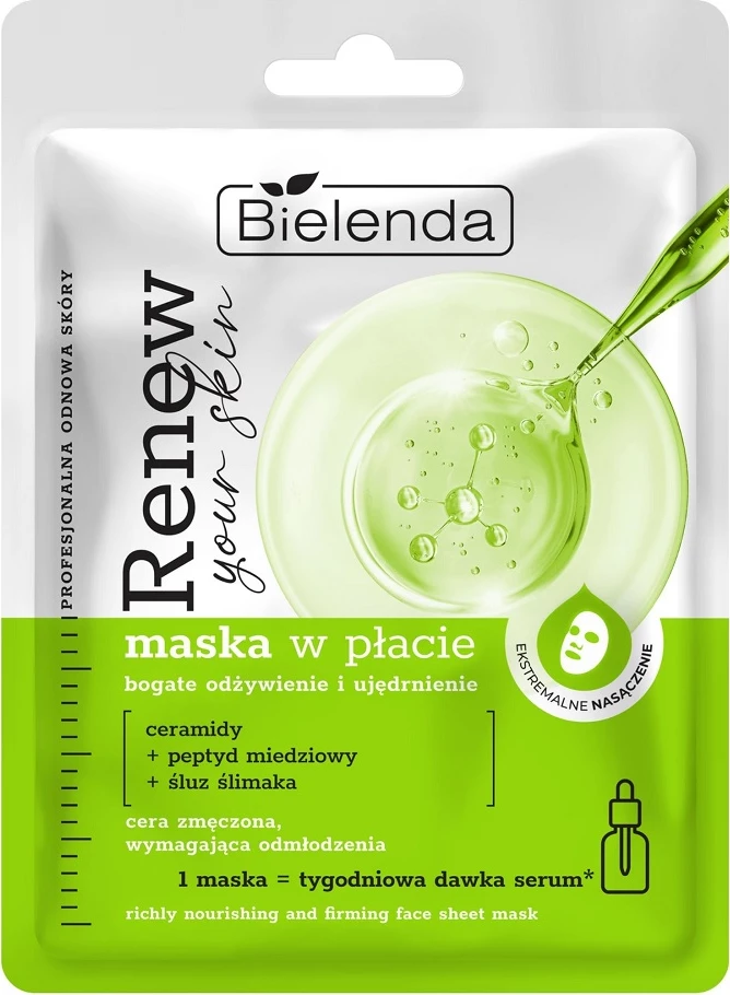 Nahranjujoča maska za obraz za ženske Bielenda Renew Your Skin, 1 kos