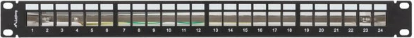 Prazni patch panel, 24 vrat, 1U, 19-palčni, FTP, za keystone module, Lanberg PPKS-0924-B, črn