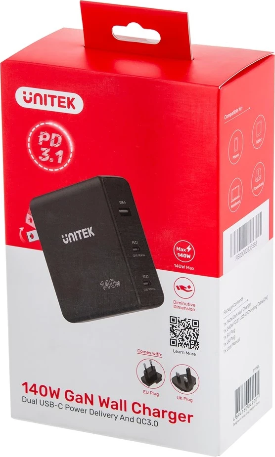 Polnilec za mobilne naprave UNITEK P1115A, črn