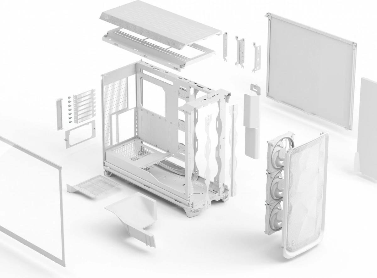Ohišje Fractal Design Meshify 3 XL, Tower, RGB, kaljeno steklo, belo