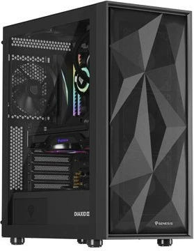 Računalniško ohišje Midi Tower Genesis Diaxid 605F, ATX, USB-C, črn