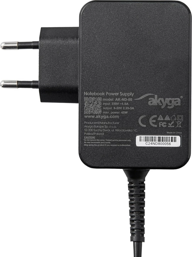 Polnilec z USB-C PD 3.0, 65W, črn AKYGA AK-ND-81