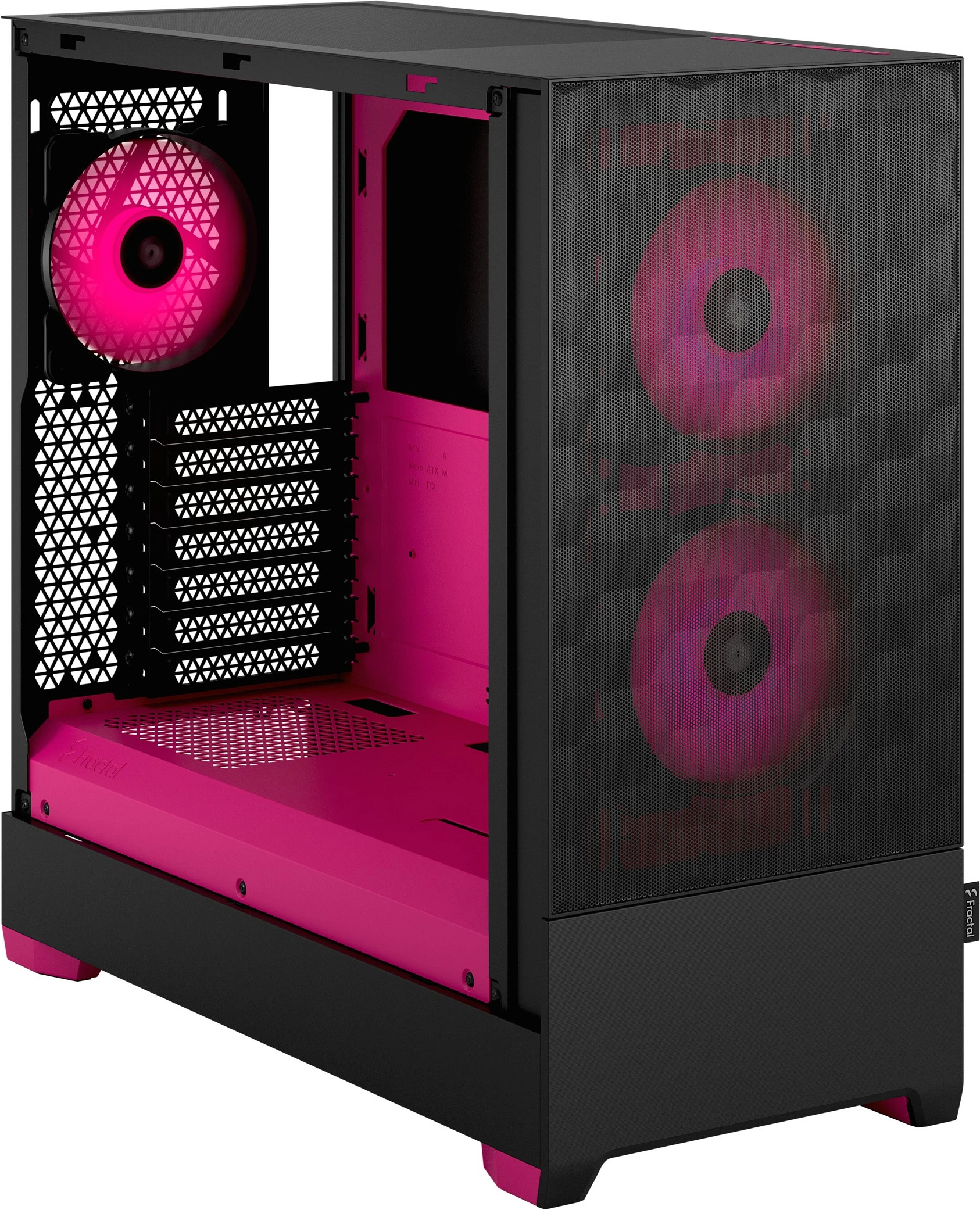 Prenosna ohišje Fractal Design Pop Air RGB Magenta Core TG, tower, vzdržljivo kaljeno steklo, RGB, črno/magenta