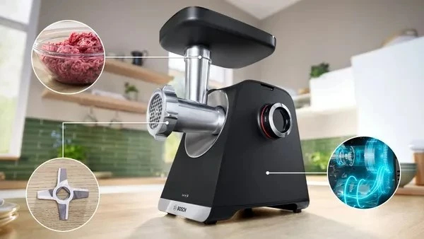 Električni mlinček za meso Bosch Serie 6 MFWS650B, 500 W, črno/srebrn Električni mlinček za meso Bosch Serie 6 MFWS650B, 500 W, črno/srebrn