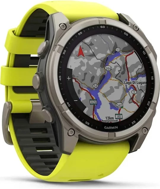 Pametna ura fenix 8, 51 mm, 32 GB, titanova, silikon pašček, neon rumena - Garmin