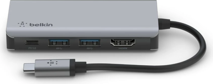 Večportni USB-C adapter 4-v-1 Belkin, srebrn