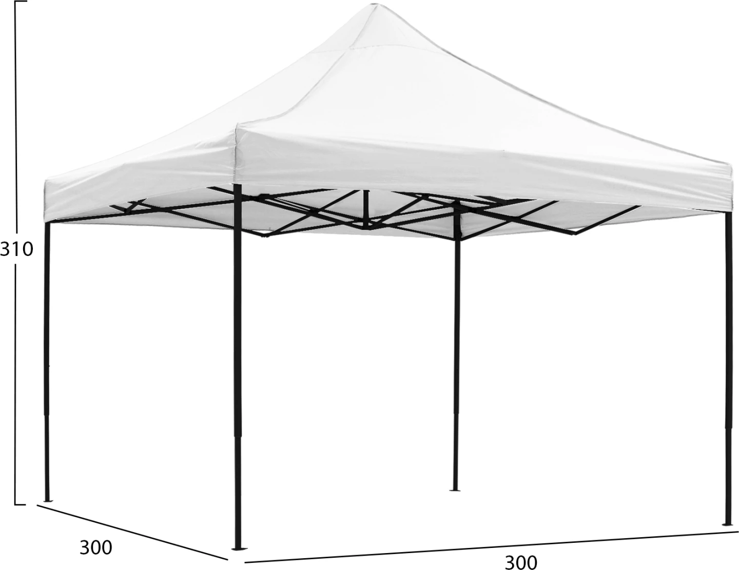 Zložljiv kovinski paviljon MATTHEW FH6310 s črnim okvirjem in belo senco 3x3x3.10Hm