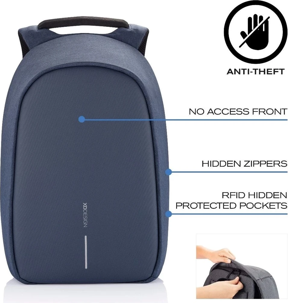 Prostorna protivlomna nahrbtnik za prenosnik XD Design, modra