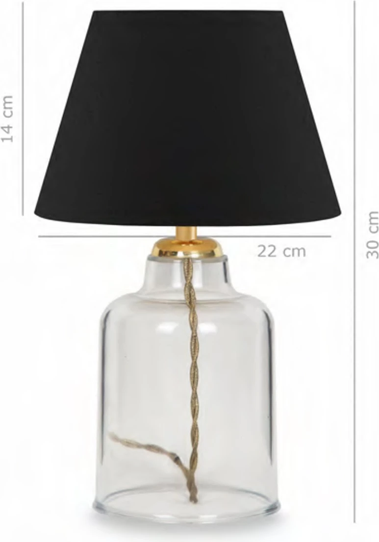 Namizna svetilka FH7583.02 črna kapa, prozorna osnova, zlati steber