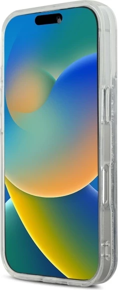 Prozoren ovitek z tekočim bleščicami Karl Lagerfeld Liquid Glitter Karl & Choupette Head MagSafe za iPhone 16 Plus