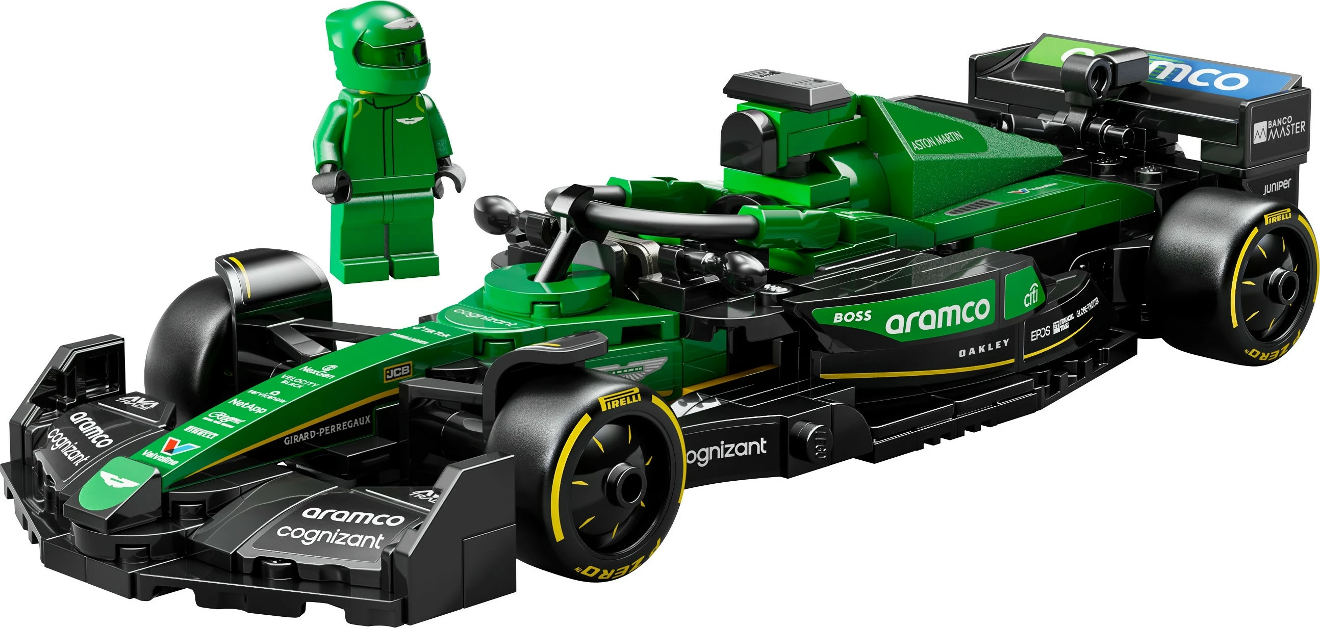 Model dirkalnega avtomobila Aston Martin Aramco F1 AMR24, komplet LEGO, 269 kosov, večbarven
