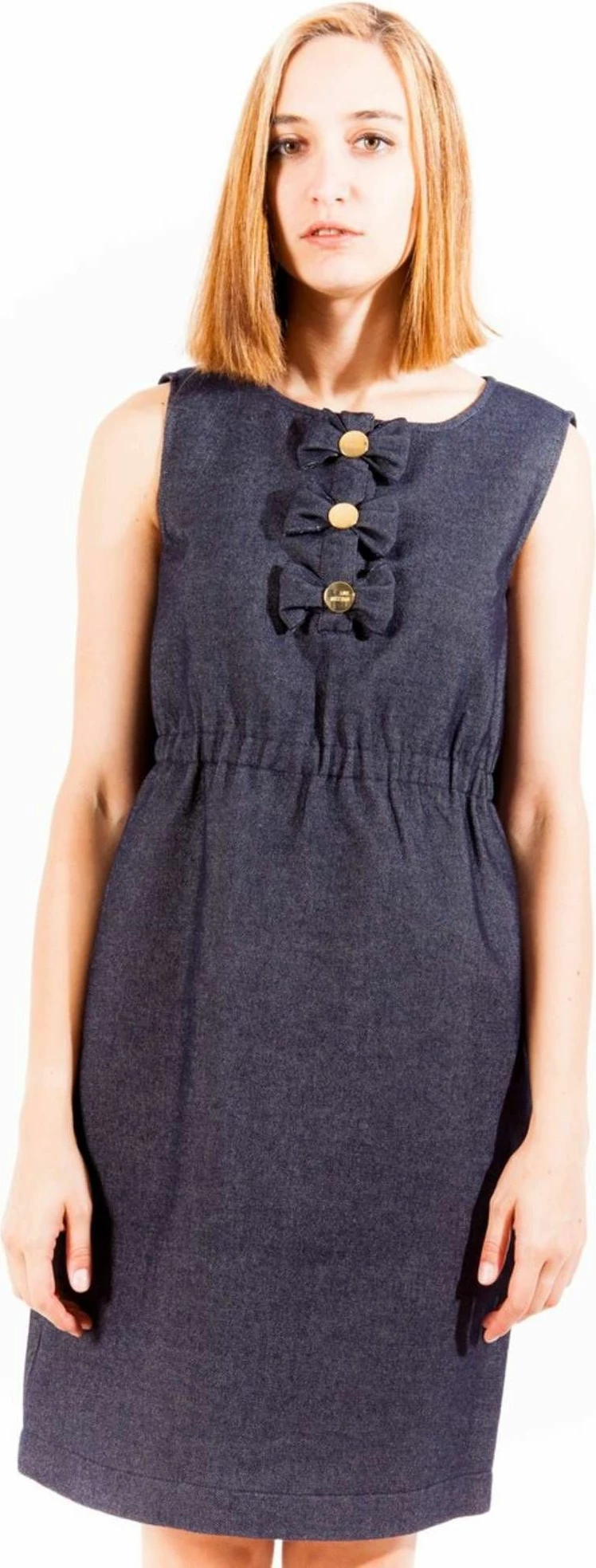 Kratek ženski fustan LOVE MOSCHINO, moder