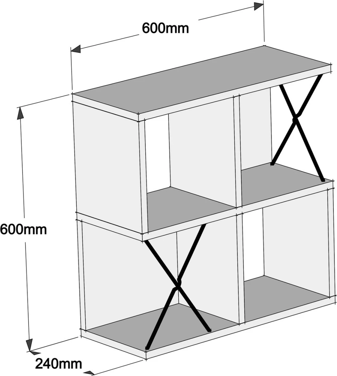 Stenska polica FH9520.03 iz melamina v beli barvi 60x24x60Hcm