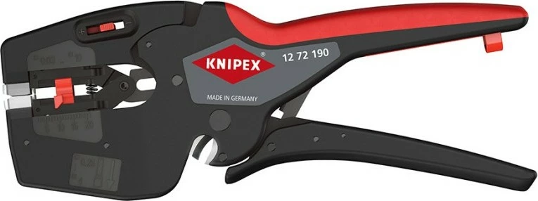 Multi-funkcijsko orodje za električarje Knipex NexStrip, plastično, 190 mm, črno/rdeče