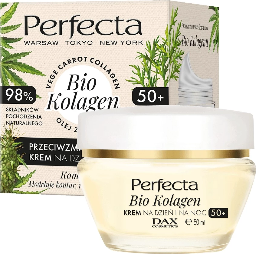 Krema za obraz za zrelo in suho kožo, Perfecta Bio Collagen Day and Night 50+, 50 ml