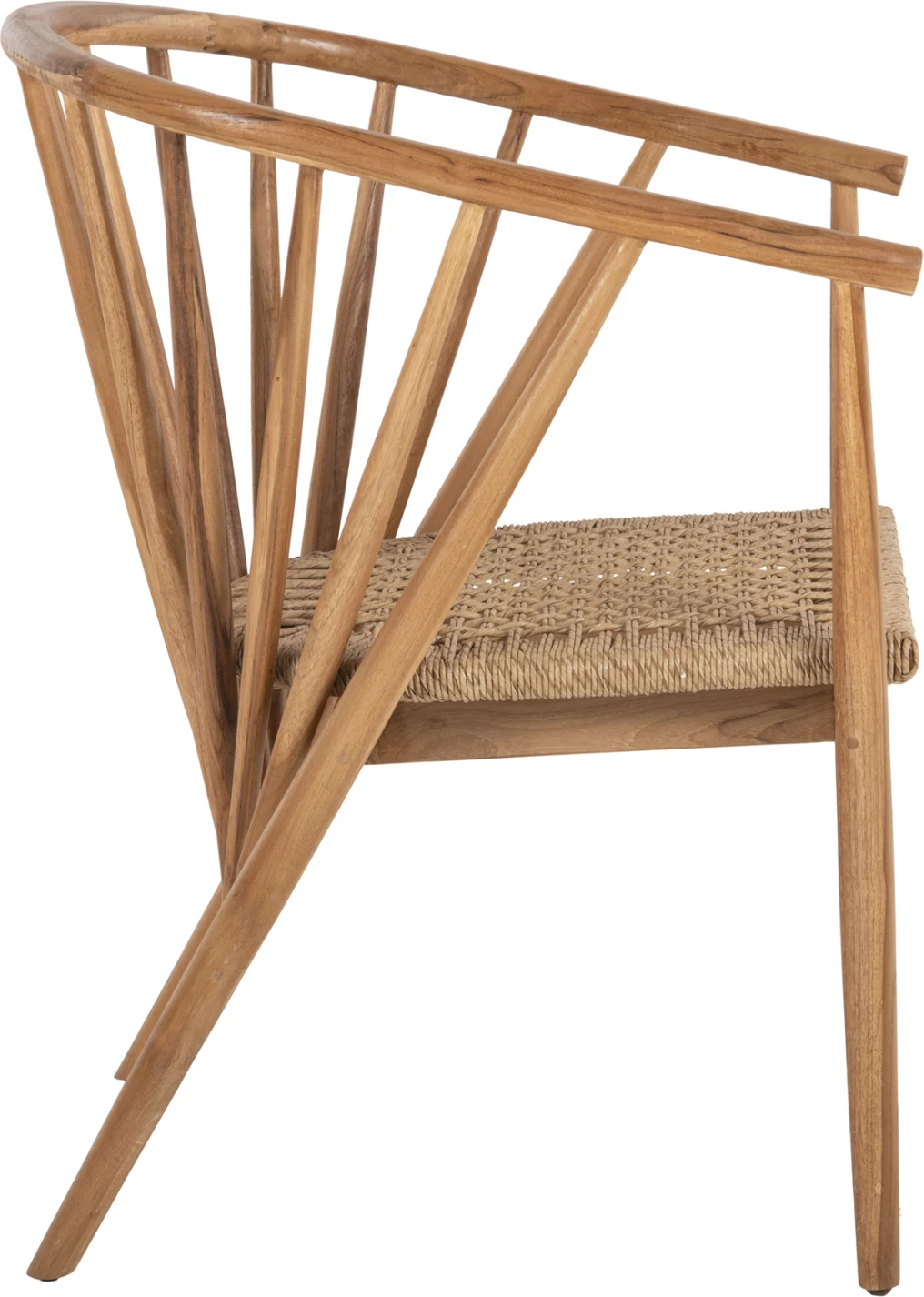 Fotelj iz tikovine in sintetične vrvi v naravni barvi 60x63x82H cm