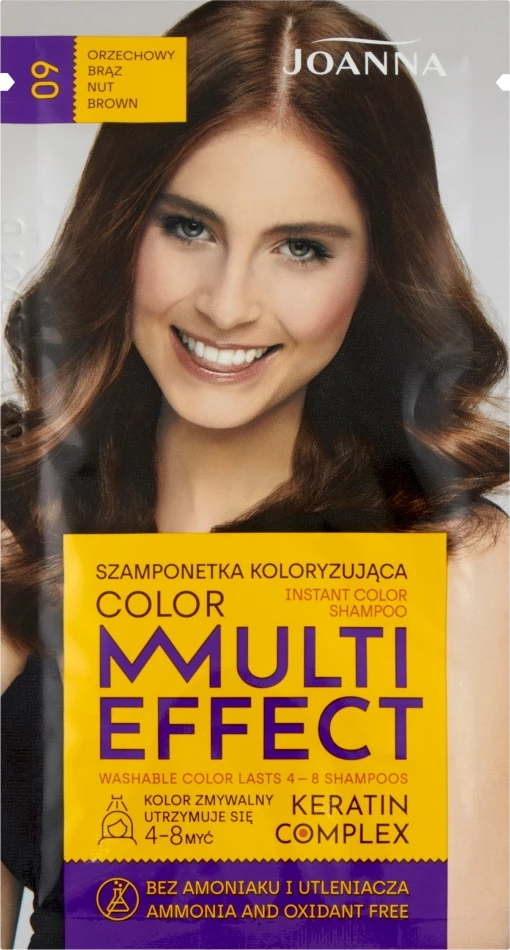 Barvni šampon za lase Joanna Multi Effect Color Shampoo Tint 09 Walnut Brown, za ženske, 35 g
