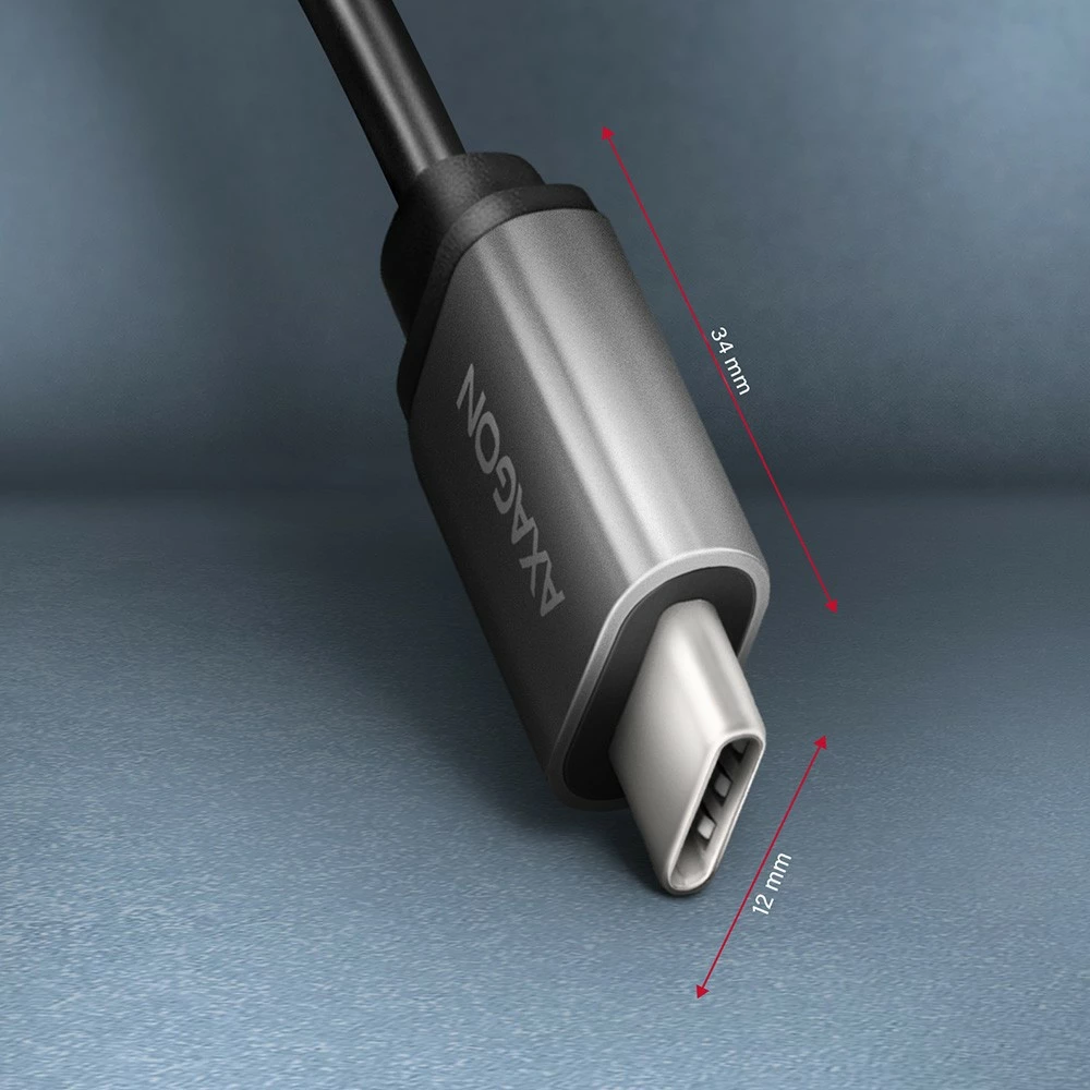 Adapter USB-C v USB-A, kabel 0,2 m, 3 A, siv, AXAGON RUCM-AFAC