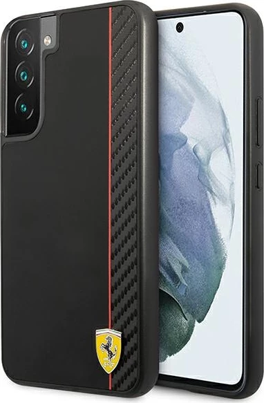 Ovitek Ferrari On Track Carbon Stripe za Samsung Galaxy S22+, črn