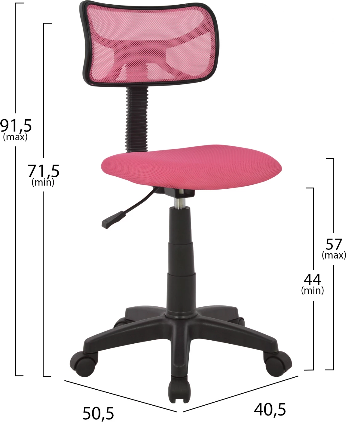 Pisarniški stol FH1026.05 roza z mrežasto tkanino 40,5x50,5x91,5 cm
