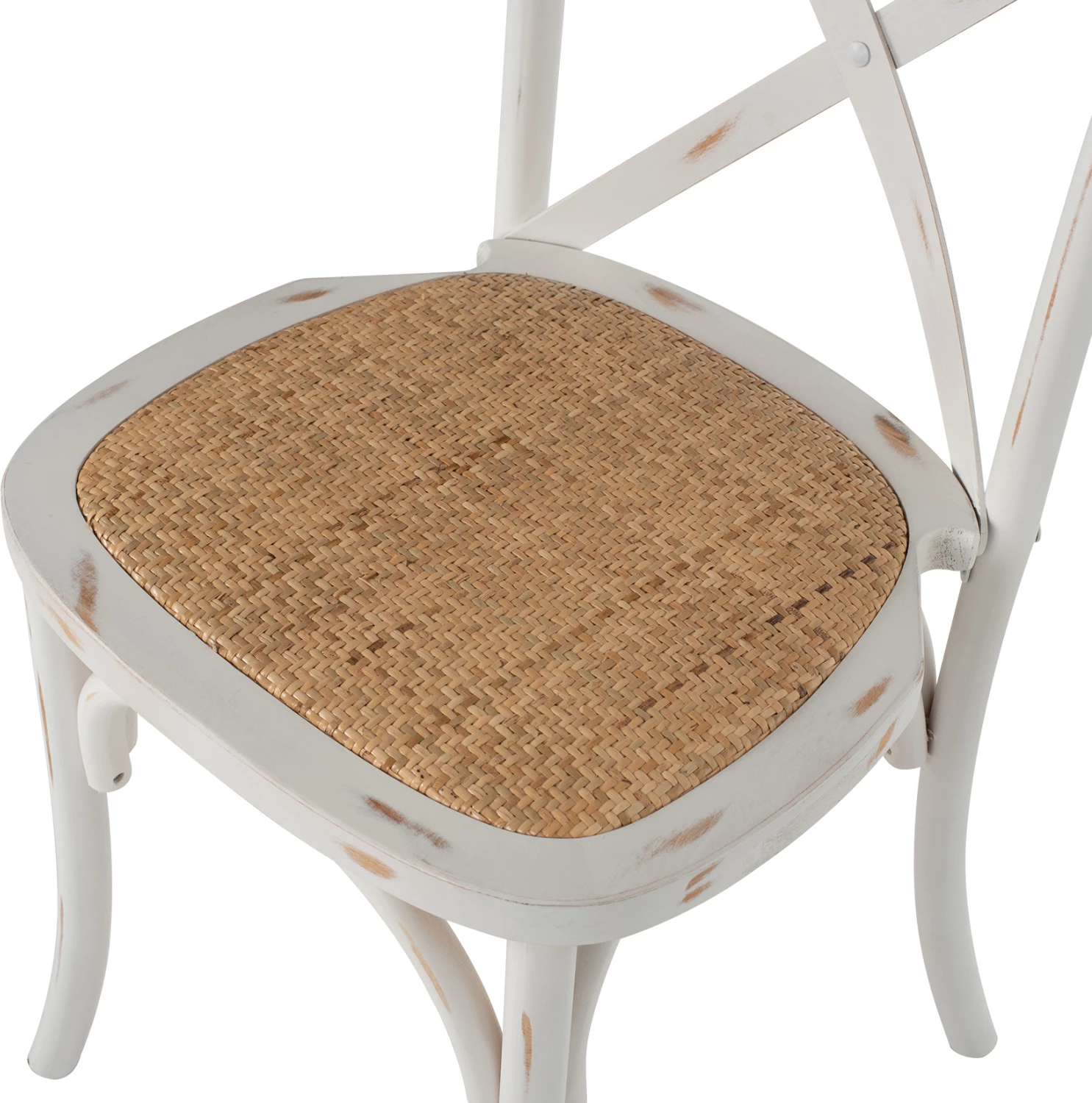 Stol Owen zložljiv lesen iz bukovega lesa v barvi bele pranja s križanim hrbtom FH8575.04 45x55,5x90 cm