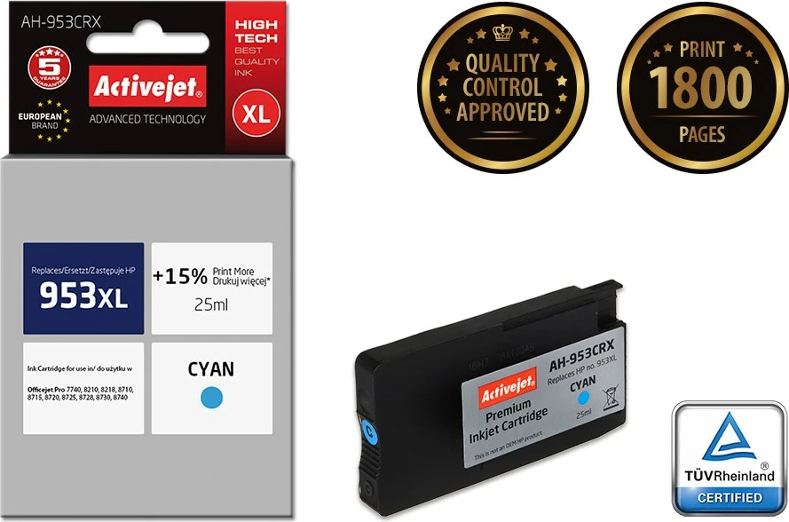 Zamenjalna barva Activejet AH-953CRX za tiskalnik HP, 25 ml, modra