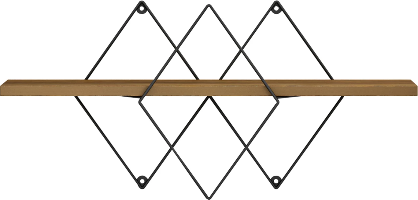 Stenska polica CHANTRIA FH8934.11 melamin v barvi hrasta-kovina v črni 60x14x36Hcm