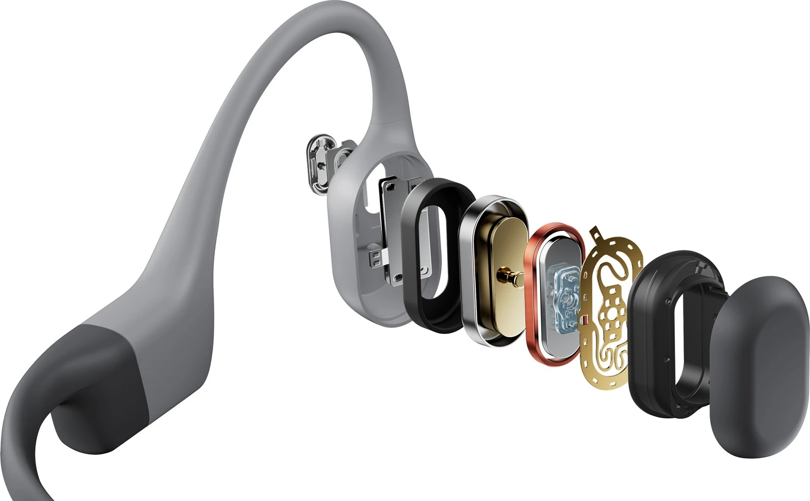 Športne brezžične slušalke z odprtimi ušesi SHOKZ OpenSwim Pro, 32 GB, Bluetooth, siva