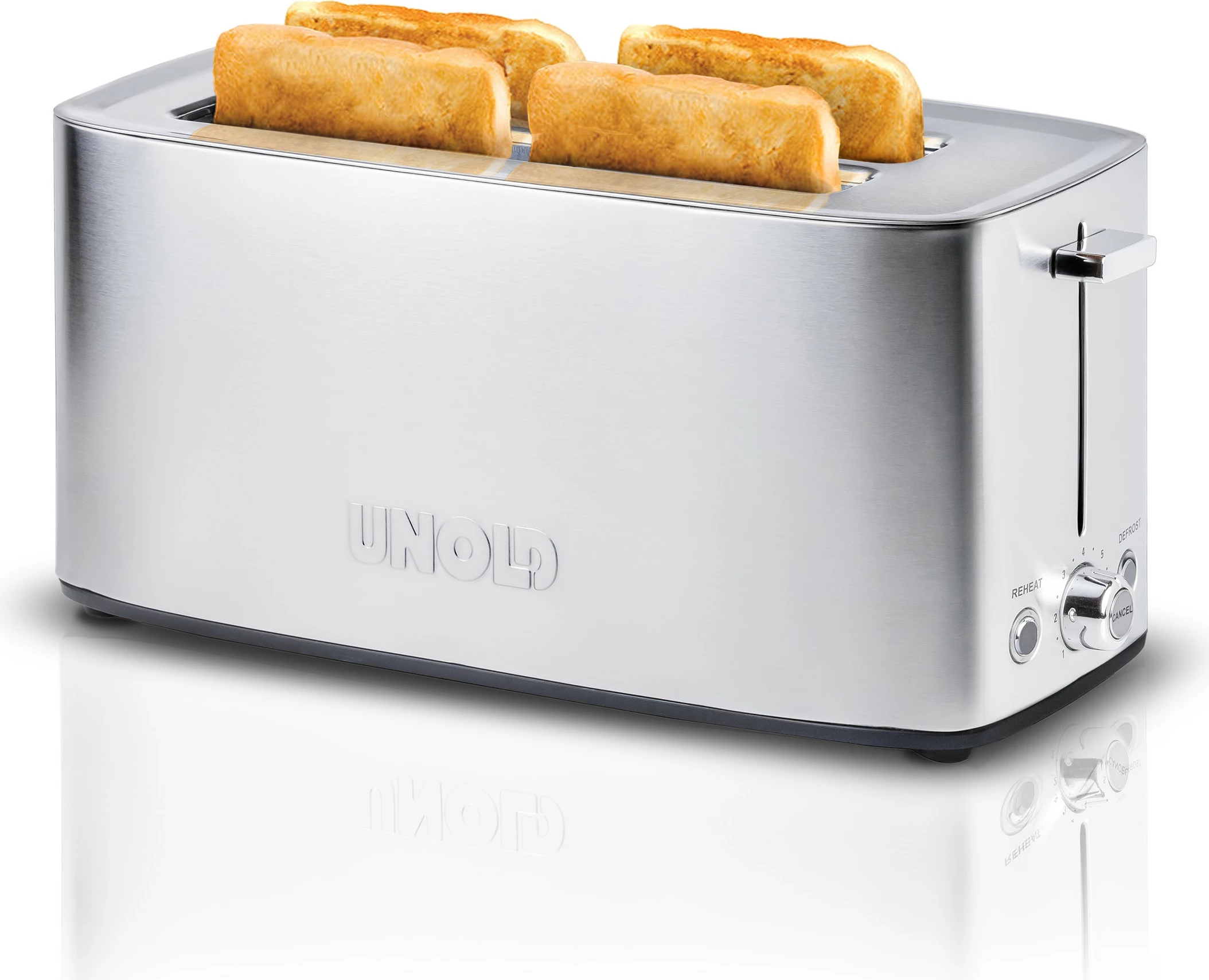 Toaster, 4 rezine, inox, 1200 W, črn, UNOLD Tom 38266 Toaster, 4 rezine, inox, 1200 W, črn, UNOLD Tom 38266