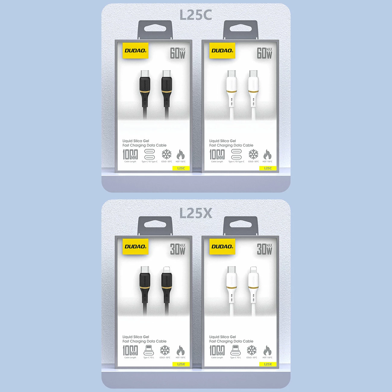 Silikonski USB-C na USB-C kabel Dudao L25C PD 60 W 1 m, bel, 480 Mb/s