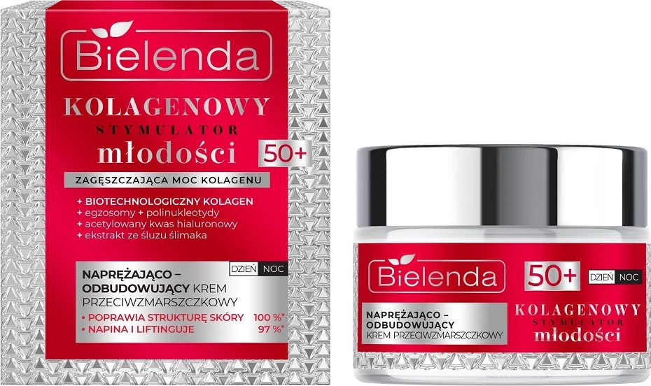 Krema proti gubam za ženske Bielenda Collagen Youth Stimulator z učvrstitvijo in obnovo 50+, 50 ml