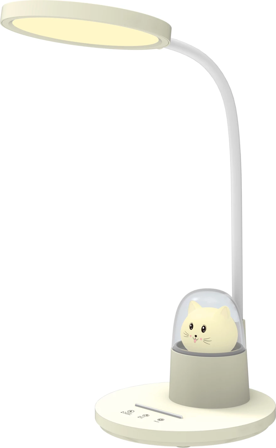 Otroška namizna svetilka LED mačka BADOO FH4449.04 mehka rumeno-bela ABS